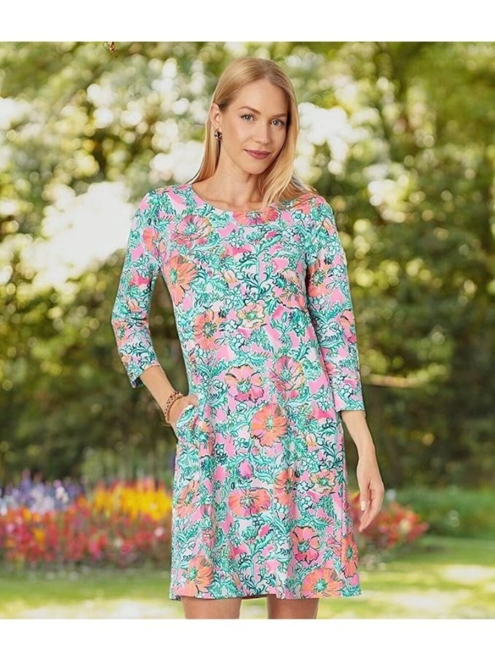 Meryl X Lilly Pulitzer Solia ChillyLilly UPF 50+ Dress Soleil Pink Perfect Poppy